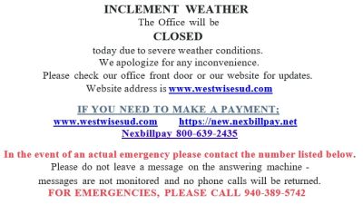 West Wise Special Utility District ***************                                                                **24/7 - Online Utility Account Management **                                                          